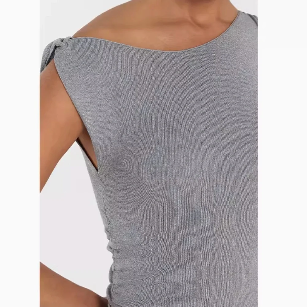 NEW DISSH Poppy Bitter Choc Asym Midi Dress - Silver Gray - Picture 4 of 8